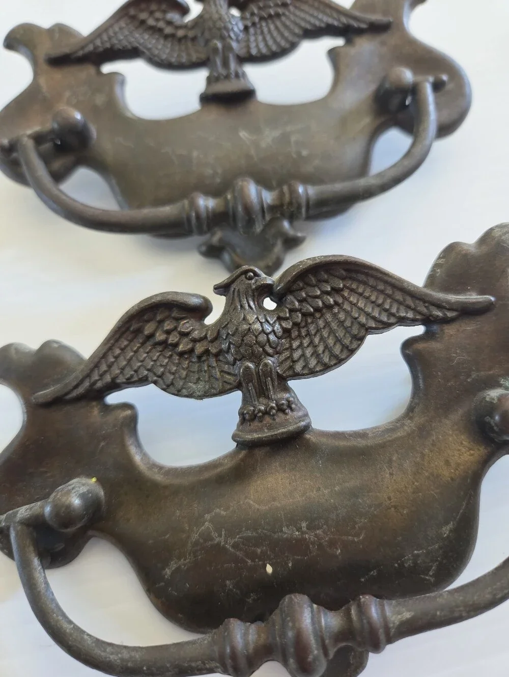 Vintage Pair of American Eagle Dresser Drawer Pulls, 3